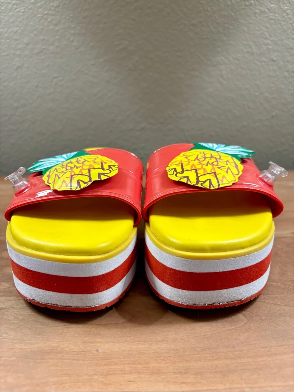Kate Spade NY Limoncello inflatable pineapple topper Platform Slide Sandal size7